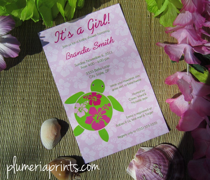 Personalized DIY Invitation - Baby Shower or Birthday - Hawaiian Honu ...