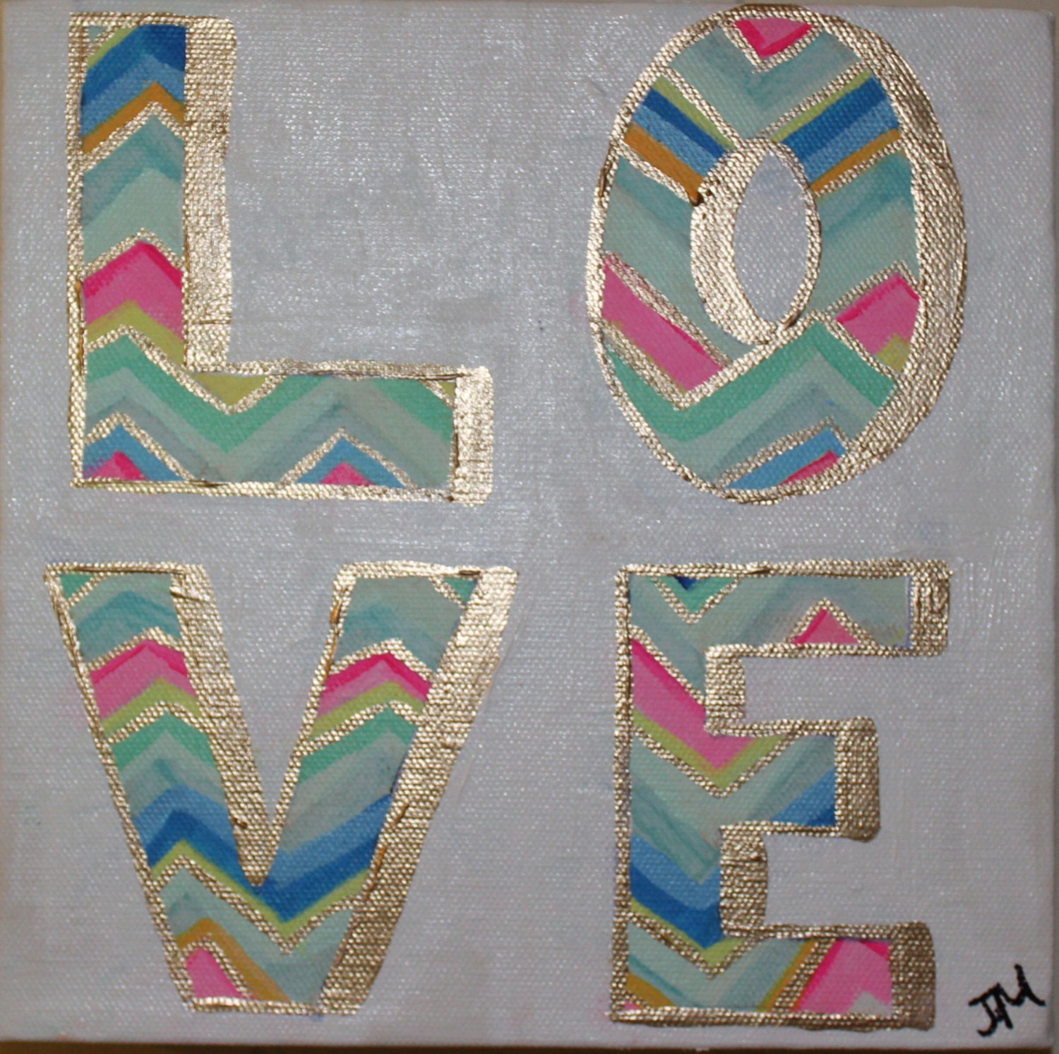 Original Painting 8x8 LOVE by Jennifer Moreman