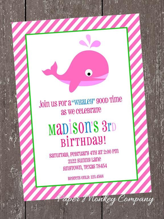 Pink Whale Birthday Invitations Il_170x135