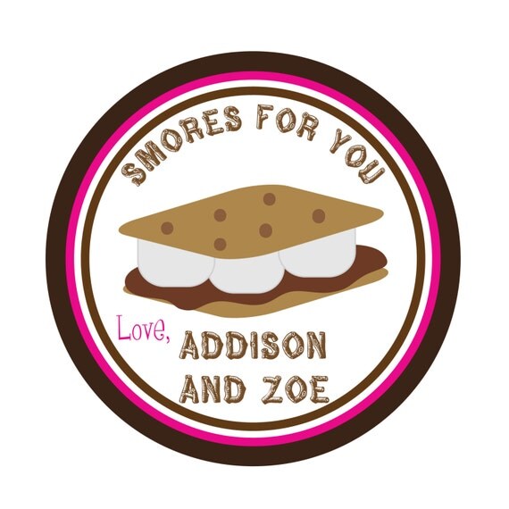 Personalized Stickers, Wedding, Smores,Smores Stickers,Camping, Outdoors, Personalized Camping Stickers Set of 24 Il_570xn