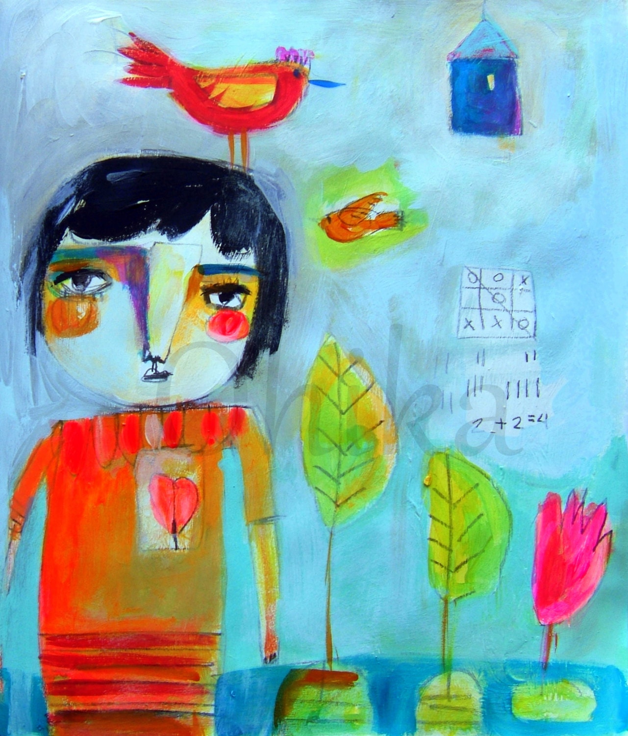 5 x7 Print - Getting ready for Spring fun. Birds and Gardening