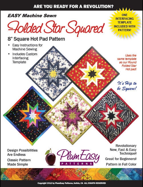 Plum Easy Folded Star Hot Pad Potholder Pattern by sewdeerlyloved