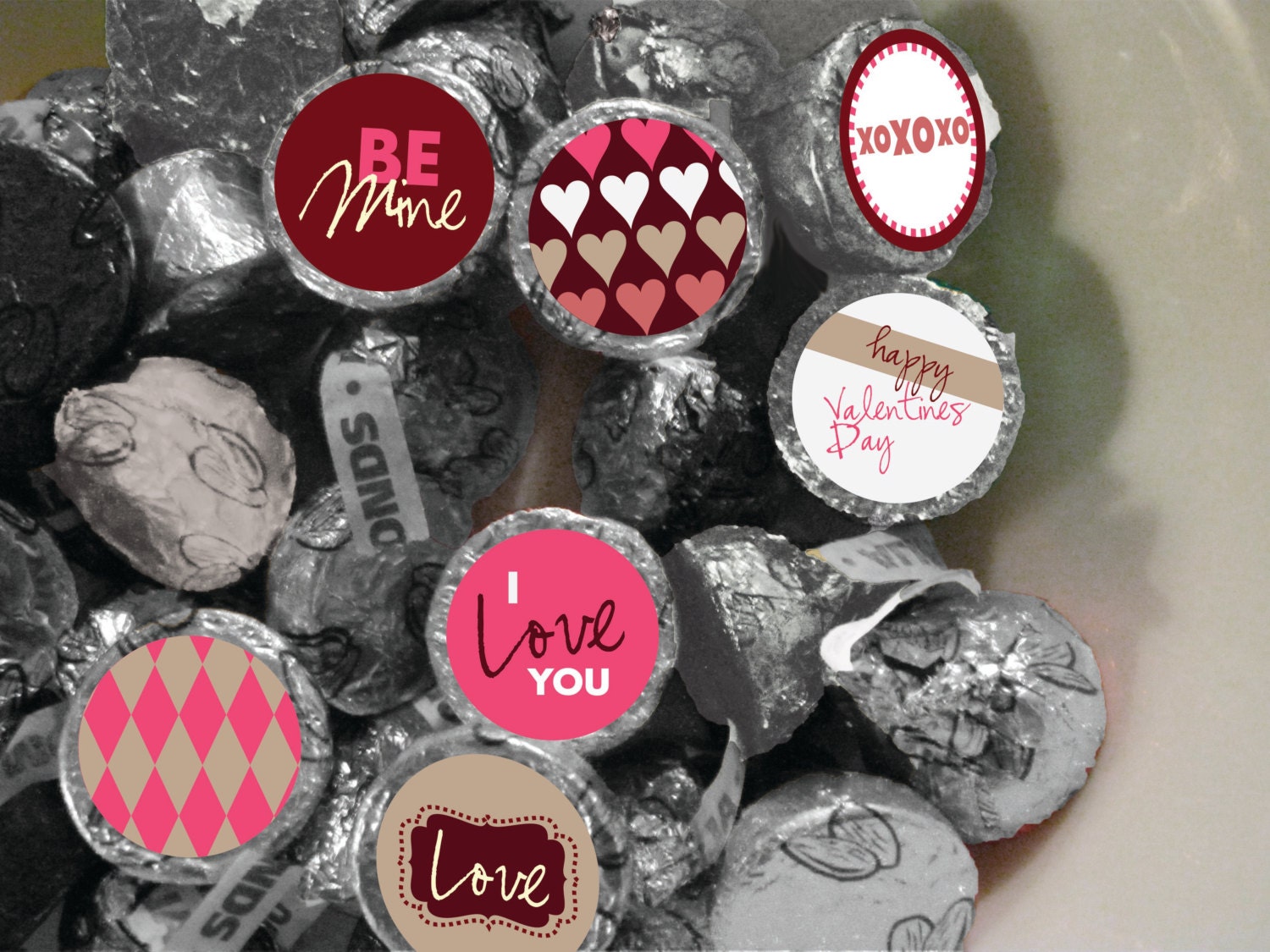PRINTABLE PDF Valentines Day Hershey's Kiss (tm) Labels Il_570xn