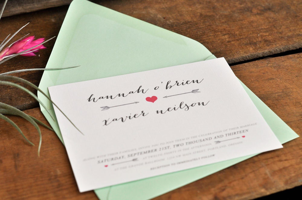 Arrows of Love Wedding Invitation - PaperandPinafore