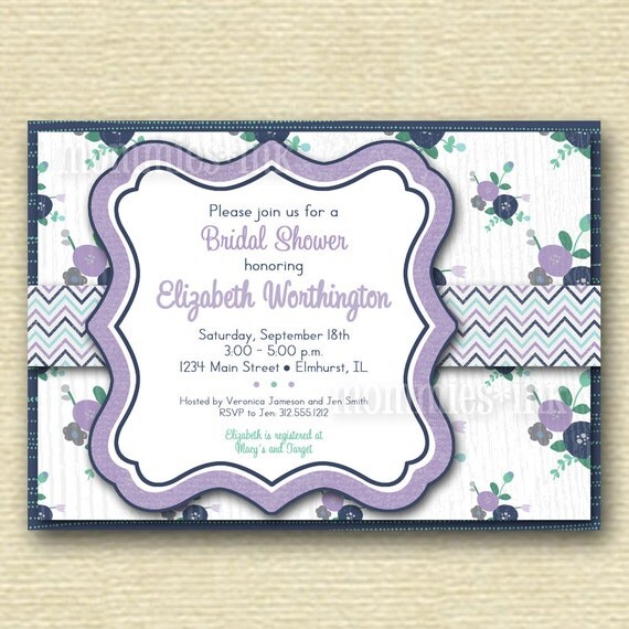 Sweet Posies Bridal Shower Invite - Blue Lavender Aqua - PRINTABLE INVITATION DESIGN Il_570xn