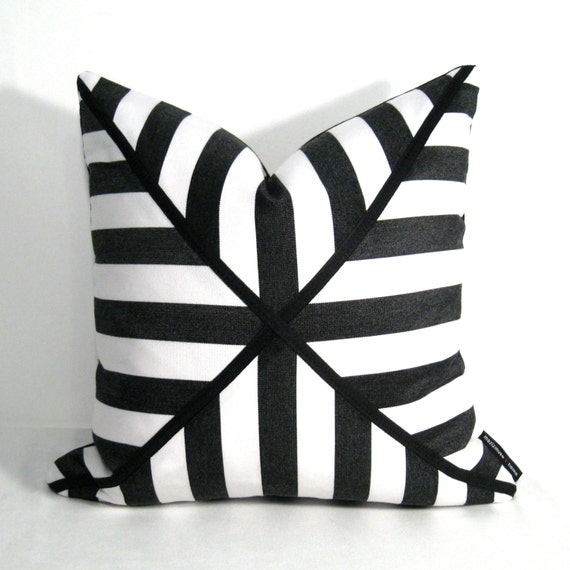 Black White Pillow Cover Modern Stripes Indoor by Mazizmuse