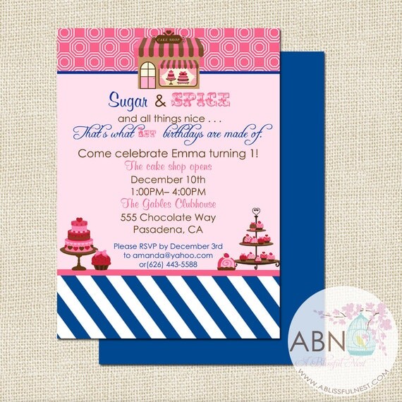 Sweet Shoppe Sugar and Spice Birthday Invitation - DIY PRINTABLE Invitation - By A Blissful Nest Il_570xn