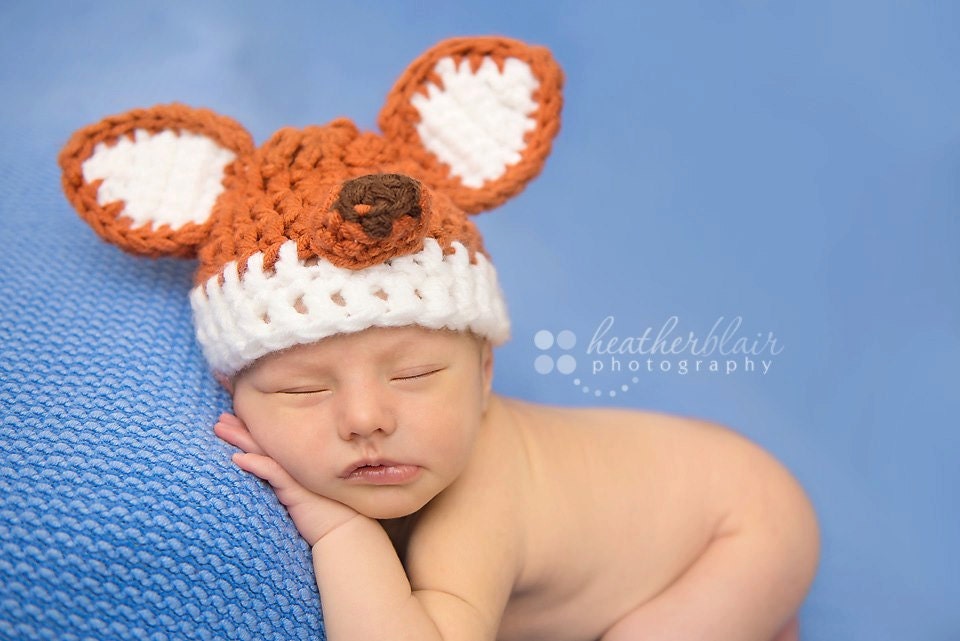 Crochet fox hat baby boy hat baby girl hat by BriarRoseCraftyThing