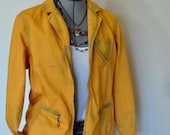Denim Blazer JACKET - Gold Ochre Hand Dyed Upcycled Relativity Denim Jacket - Womens Size Medium (40 chest) - DavidsonStudio