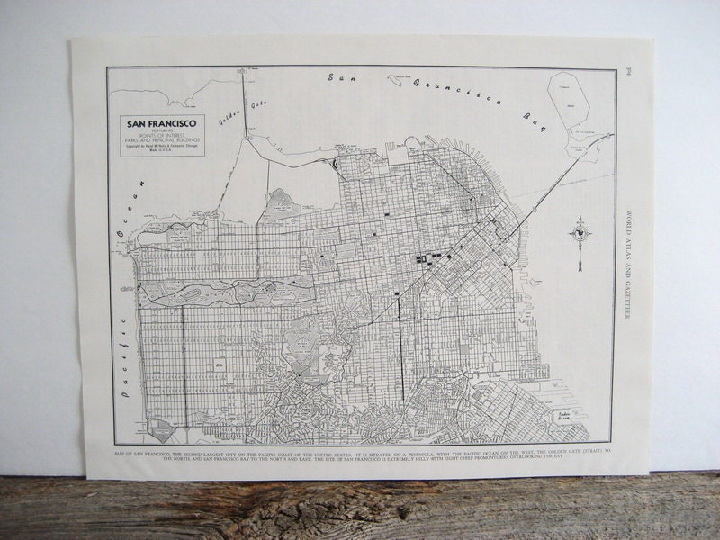 San Francisco City Map 1940s Original
