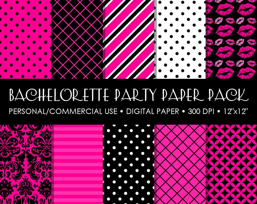 Bachelorette Party Digital Printable Paper Pack - For Commercial or Personal Use Il_570xn