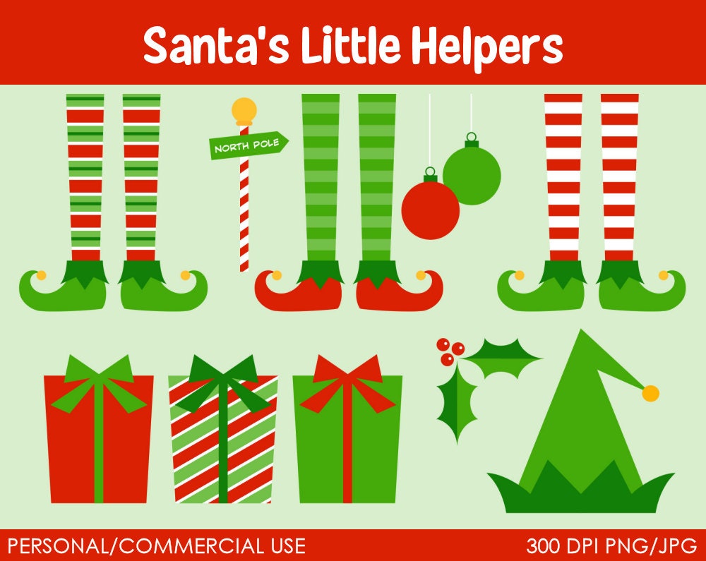 Santa's Little Helpers Elf Clipart - Digital Clip Art Graphics for Personal or Commercial Use Il_570xn