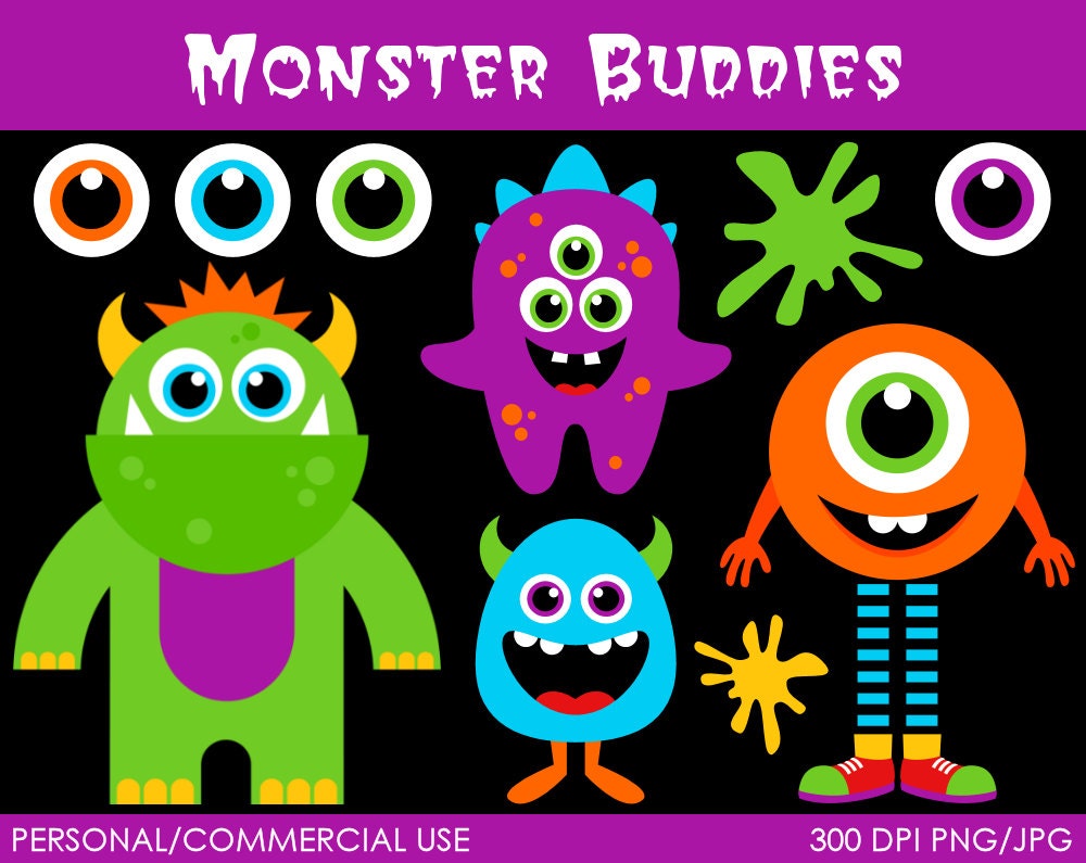 Monster Buddies Clipart - Digital Clip Art Graphics for Personal or Commercial Use Il_570xn
