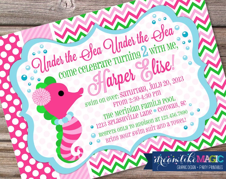 Printable Party Invitation- Under the Sea Preppy Chevron Il_570xn