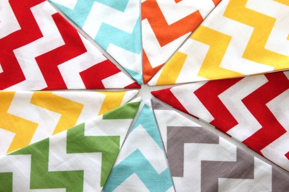 Large Fabric Bunting - Multi Colored Chevron Il_570xn