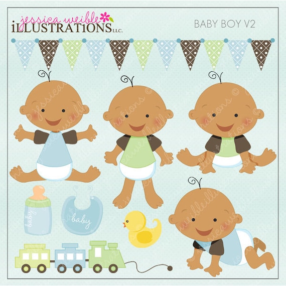 Baby Boy V2 Cute Digital Clipart for Card Design, Scrapbooking, and 