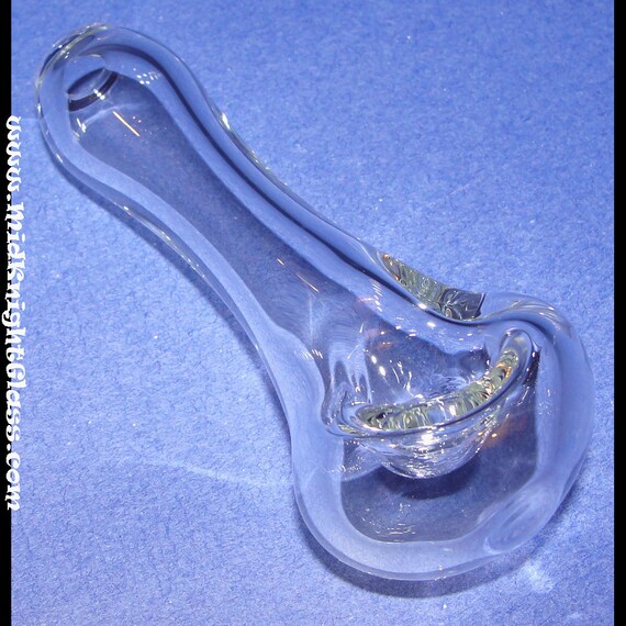 Small Solid Clear Spoon Style Glass Pipe Smoking by MidKnightGlass