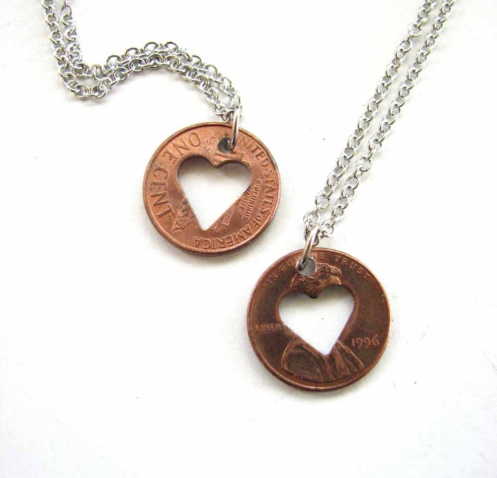 Heart Penny Necklace Real Coin Jewelry With By Friendlygesture