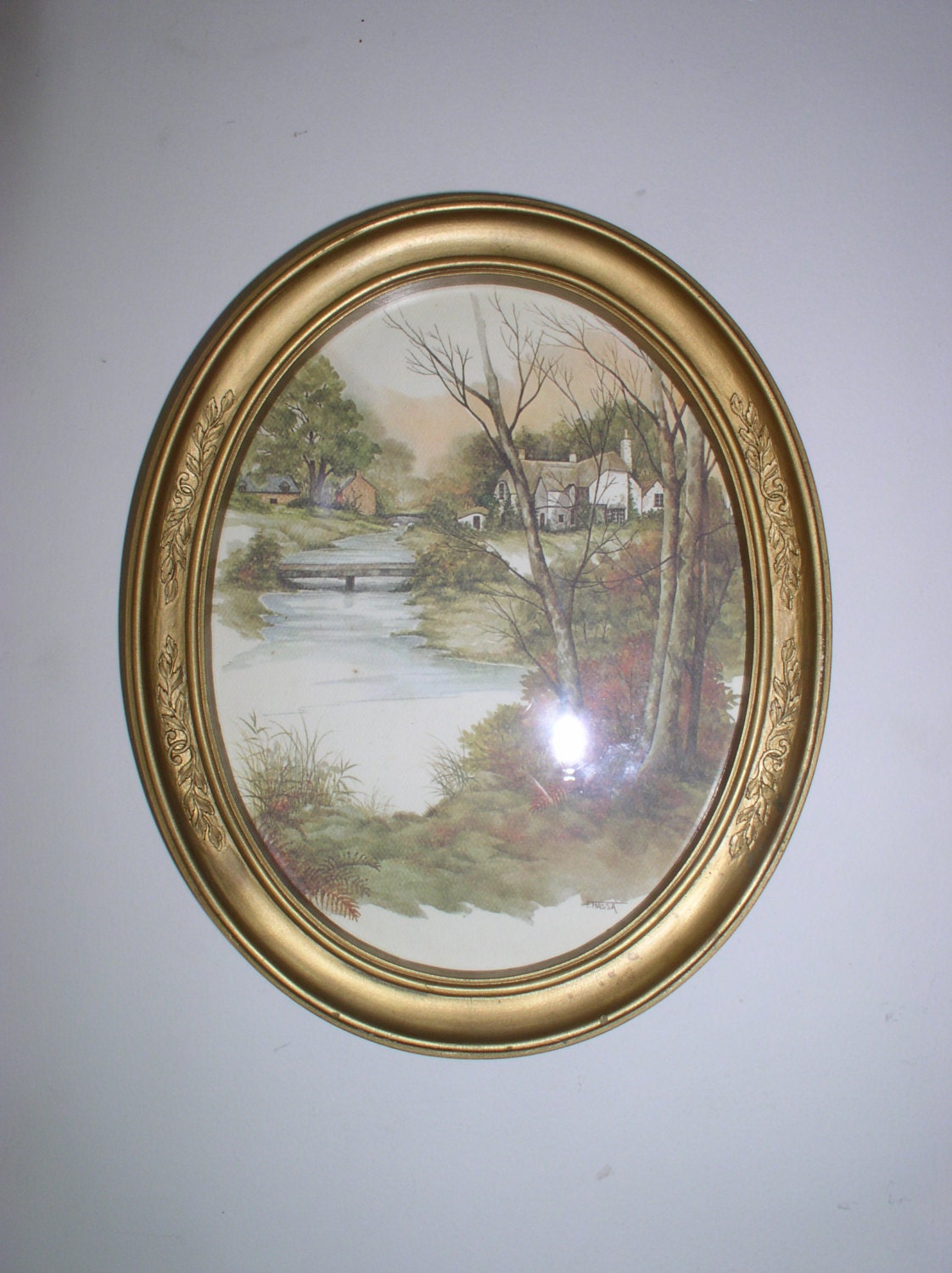 Vintage Framed Art Print / Oval Frame English by TranquilityFarms