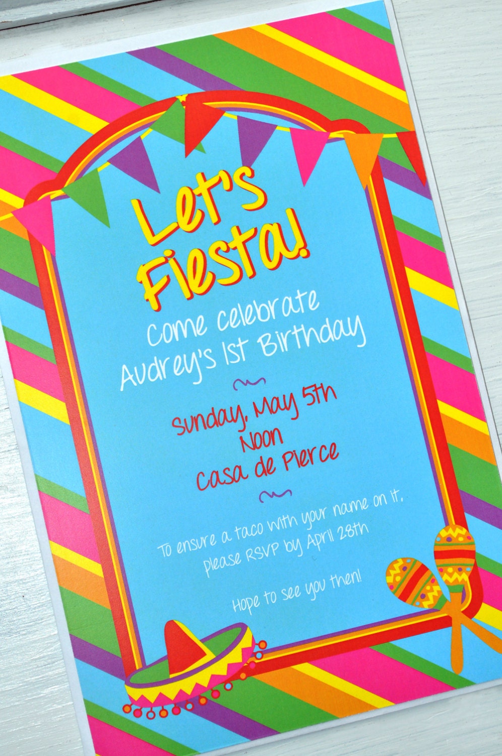 10 Fiesta Birthday Invitations - 1st Birthday Invitations - Fiesta Birthday Party Decorations Il_570xn