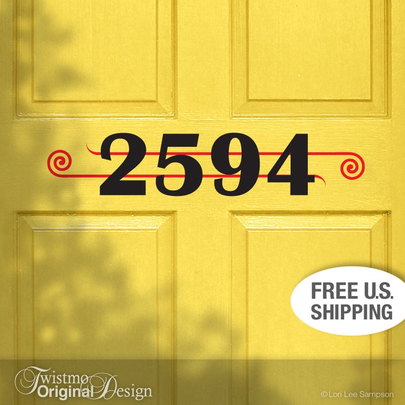 Custom Door House Number Removable Vinyl Wall Decal by Twistmo