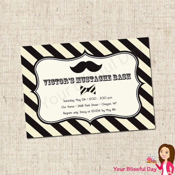 PRINTABLE Mustache Bash Invitation Il_570xn