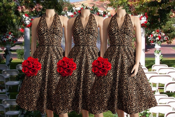 Leopard Rock 'n Roll Rockabilly Bridesmaid Dress
