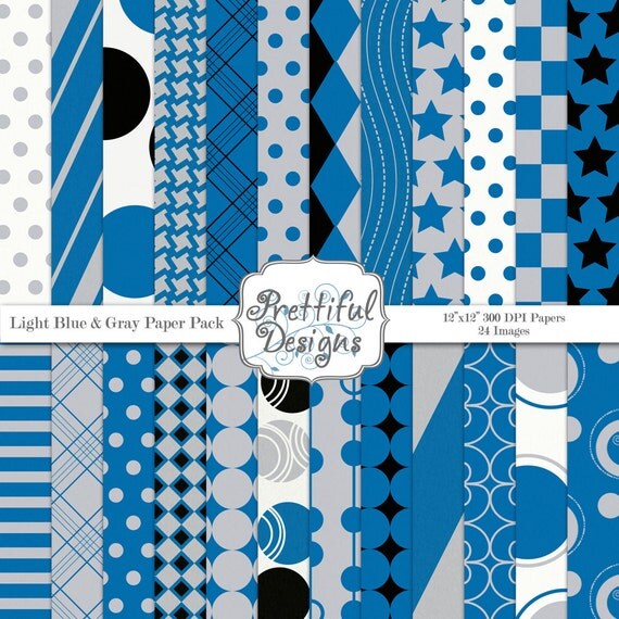 50% Off Sale Digital Paper Pack Personal and Commercial Use Blue Gray Black (618) Il_570xn