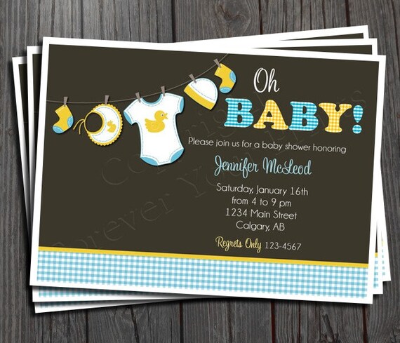 Boy Baby Shower Invitation - FREE Thank You Card Included Il_570xn