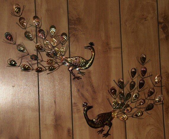 RESERVED 2 Copper PEACOCK Wall Hanging PAIR by pattysoblessed