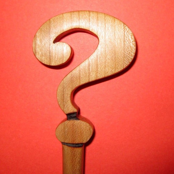 Hair Stick Question Mark in Cherry wood by AKCWoodworking