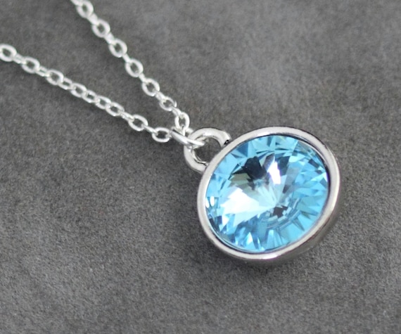Aquamarine Birthstone Necklace March Birthday by SprigJewelry