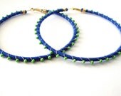 Devi Hoops - Royal Blue & Light Green - LaNomRahDesigns Devi Hoops - Royal Blue & Light Green - LaNomRahDesigns
