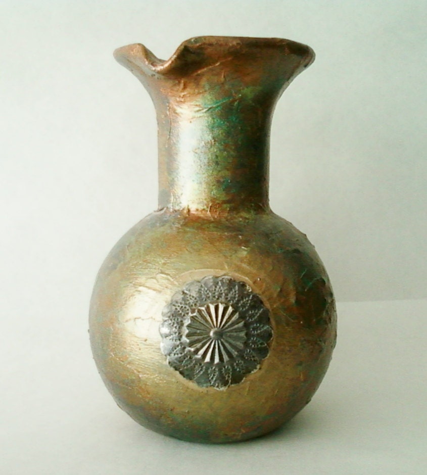 Hand-Painted Copper Glass Vase - RobinsArtAndDesign