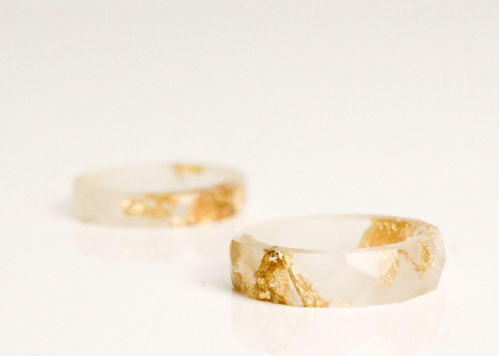 pale rose and gold size 3 thin multifaceted eco resin ring - RosellaResin