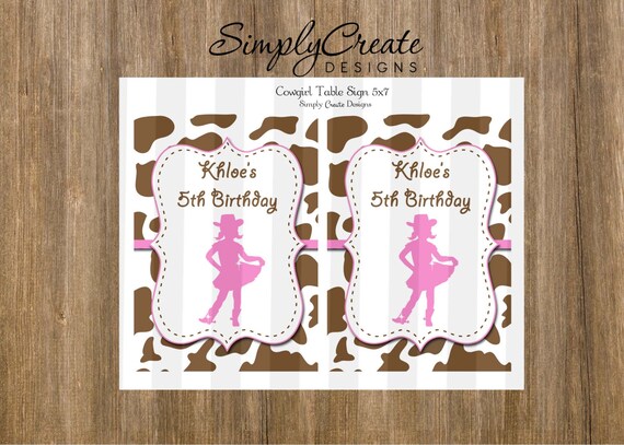 Cowgirl Table Signs 5x7 DIGITAL Il_570xn