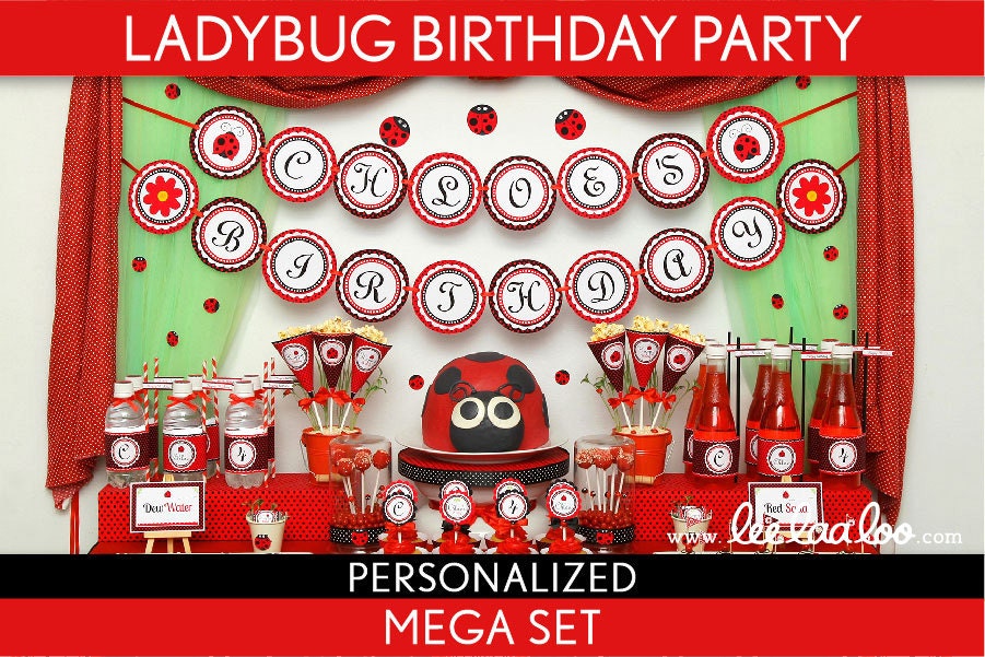 Ladybug Birthday Party Package Collection Set Mega Personalized Printable // Ladybug - B35Pz2 Il_570xn