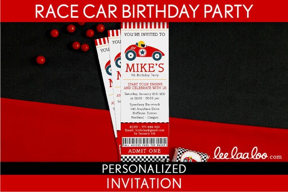 Race Car Birthday Party Invitation Personalized Printable // Vintage Race Car - B1Pa3 Il_570xn
