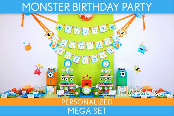 Monster Birthday Party Package Collection Set Mega Personalized Printable // Monster - B5Pz2 Il_570xn