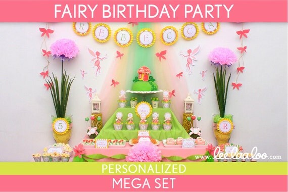 Fairy Birthday Party Package Collection Set Mega Personalized Printable // Fairy - B15Pz2 Il_570xn