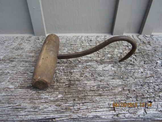 Antique primitive hay bale hook pick implement by WestofChelsea