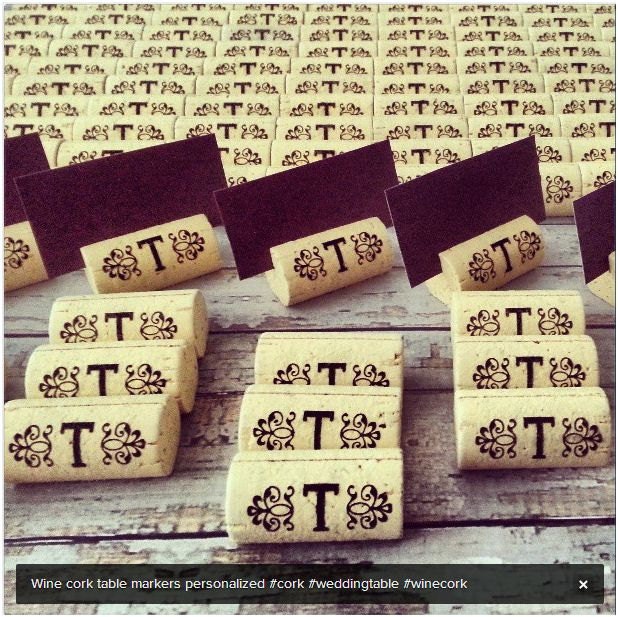 Wine Cork Place Card Holder Weddings Singles or Sets Personalized - PersonalizedGallery