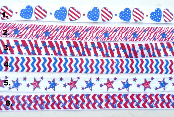 Patriotic 4th of July 5/8" Fold over elastic - Printed 6 styles Il_570xn