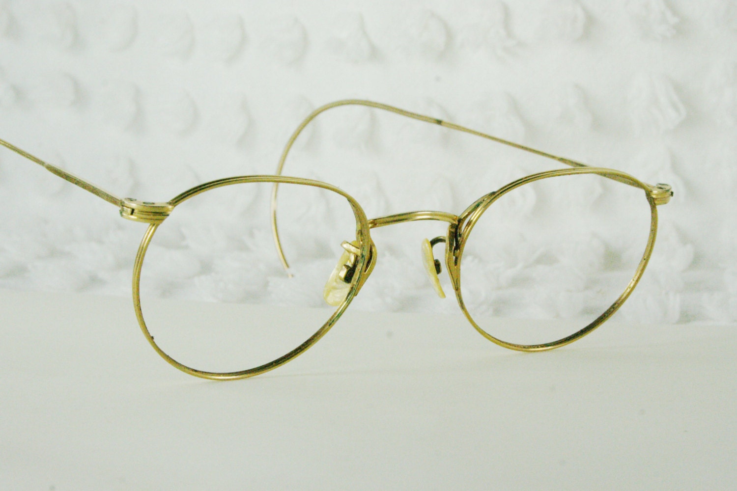 40s Round Eyeglasses 1940s Ful Vue Frames Yellow By Diaeyewear