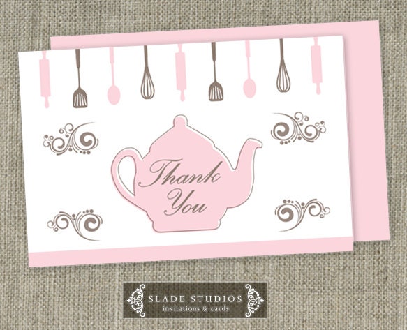 Kitchen Tea Bridal Tea Party Thank you Cards by SladeStudios