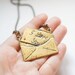 Vintage Style Love Letter Necklace Antiqued Brass
