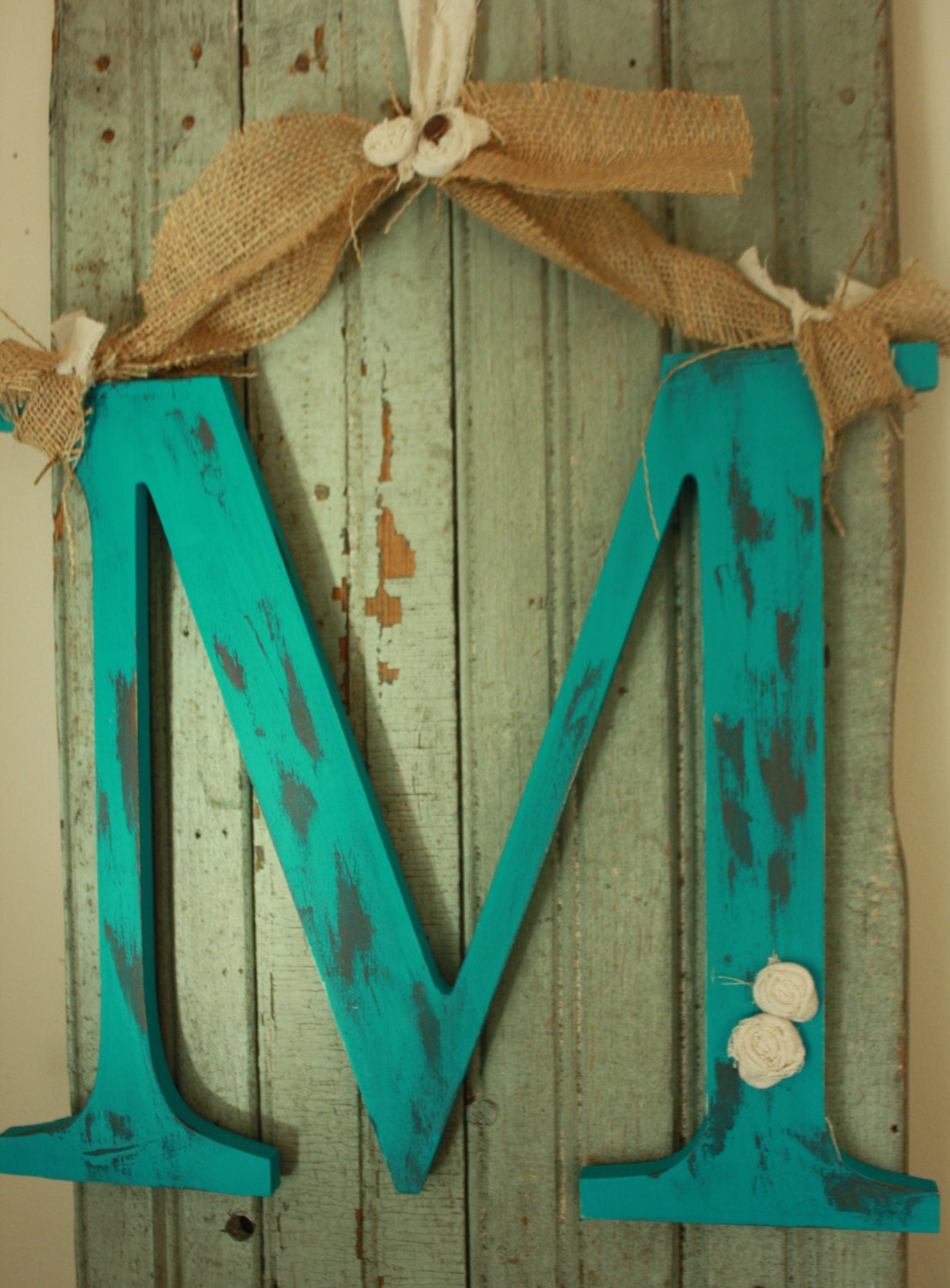 Door Initial Monogram Shabby chic style You choose color and letter