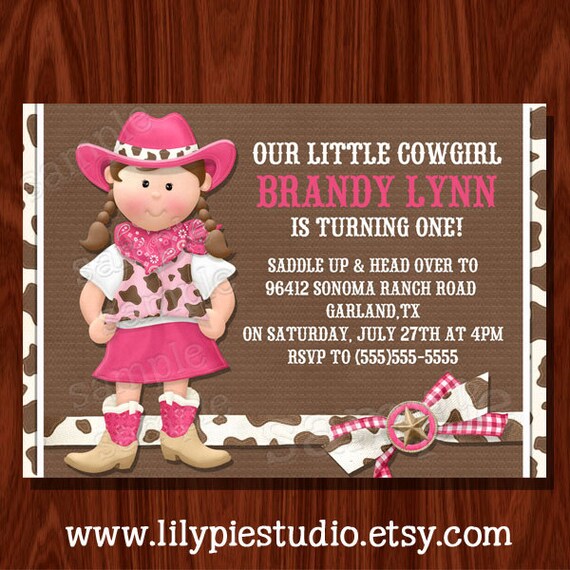 Cowgirl Themed Birthday Invitation printable digital file Il_570xn