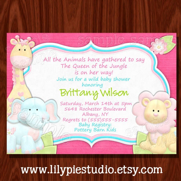 NEW Jungle Baby Shower Invitation Printable Digital File Il_570xn