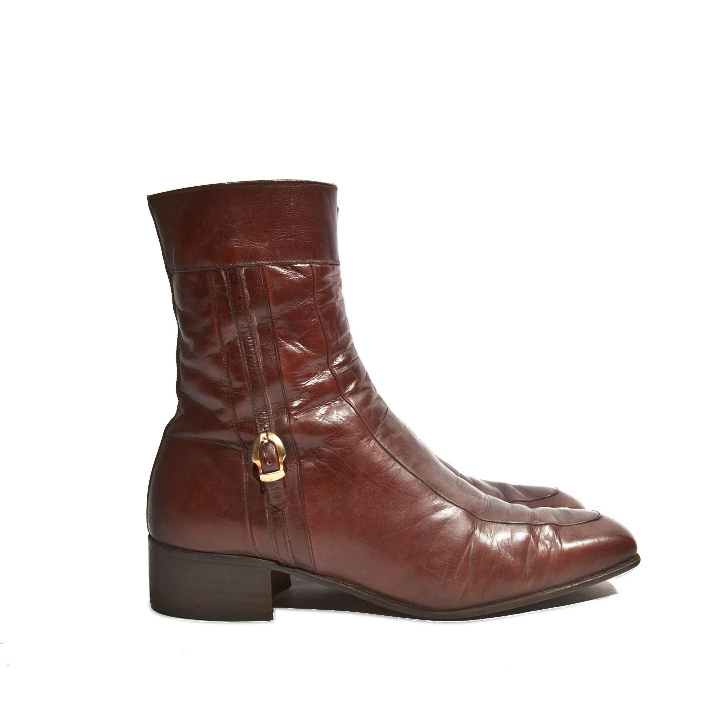 7.5 D Men's Tall Leather Zipper Boots Cinnamon by NashDryGoods